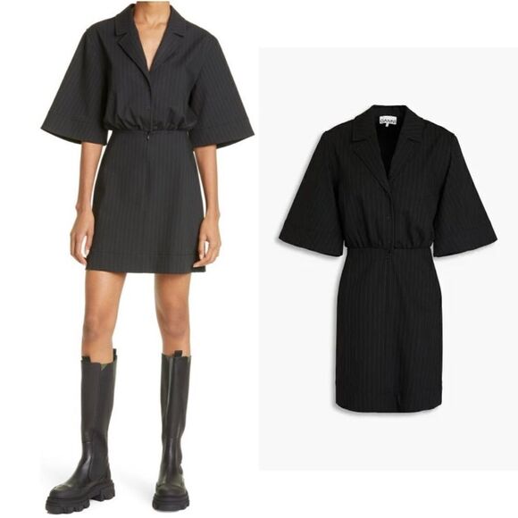 Ganni Dresses & Skirts - NWT GANNI + NET SUSTAIN pinstriped recycled-twill mini dress